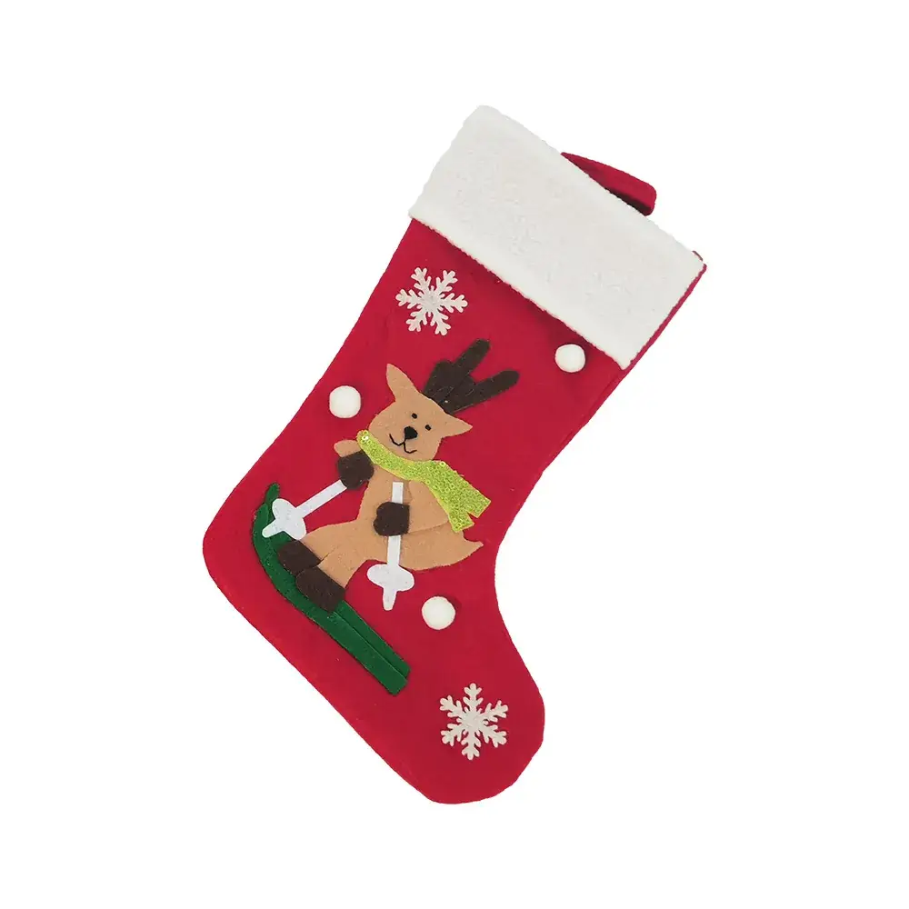 2025 Christmas Socks Red Felt Small Gift Bag