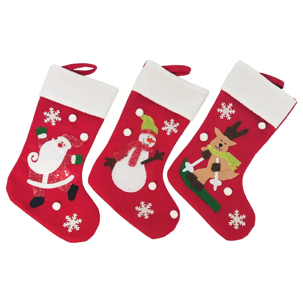 2025 Christmas Socks Red Felt Small Gift Bag
