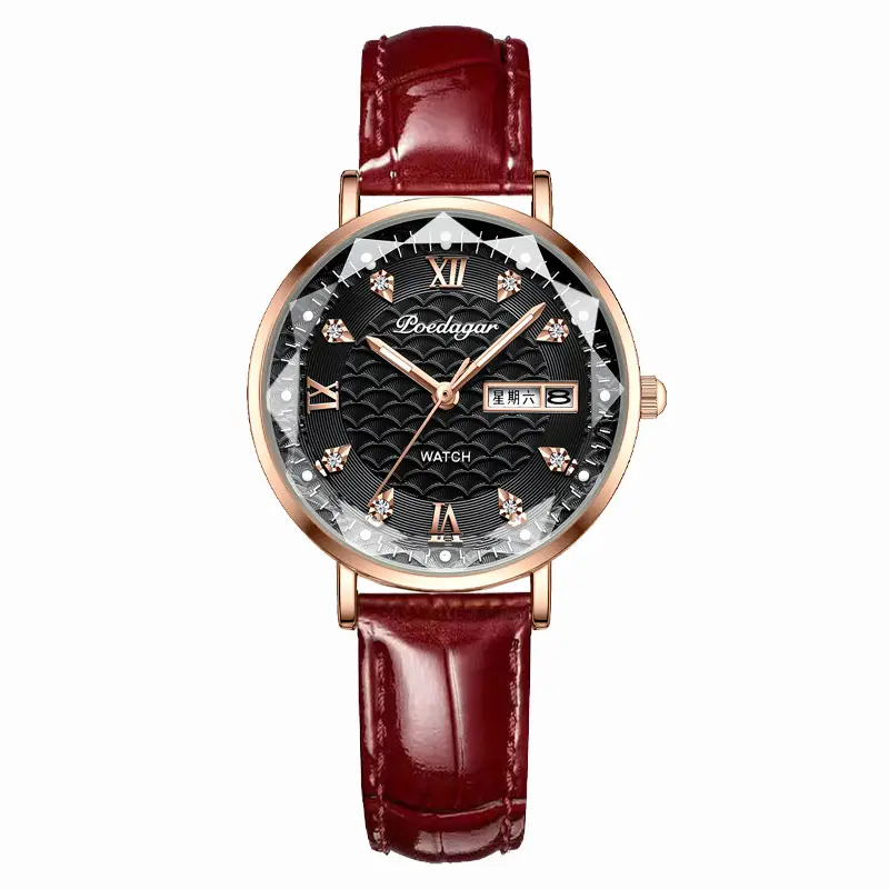 Swiss Brand Women's Watch Waterproof Luminous Dual Calendar