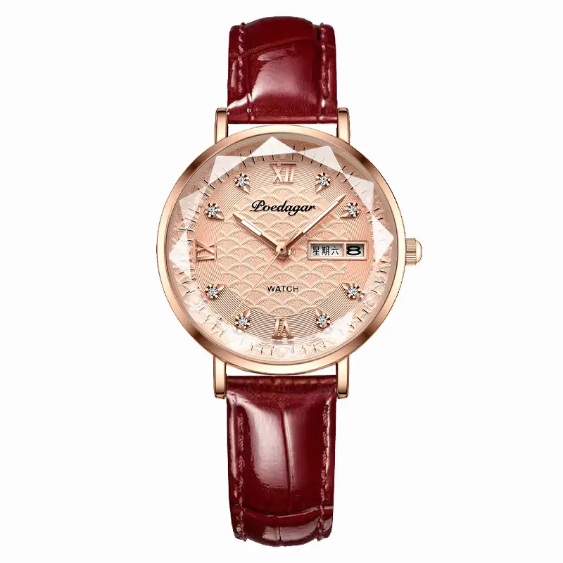 Swiss Brand Women's Watch Waterproof Luminous Dual Calendar