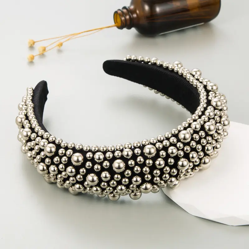 Elegant Pearl Beaded Hairbands in Pink, Red, Black, White - Image 6