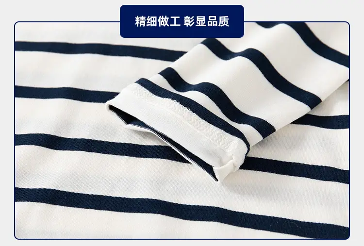 Handmade Black & White Striped Boys Polo Shirt Long Sleeve Spring Outing Casual T-Shirt — feature 10