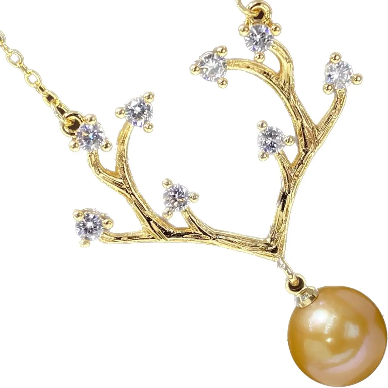 Natural Freshwater Gold Pearl Pendant Necklace for Women