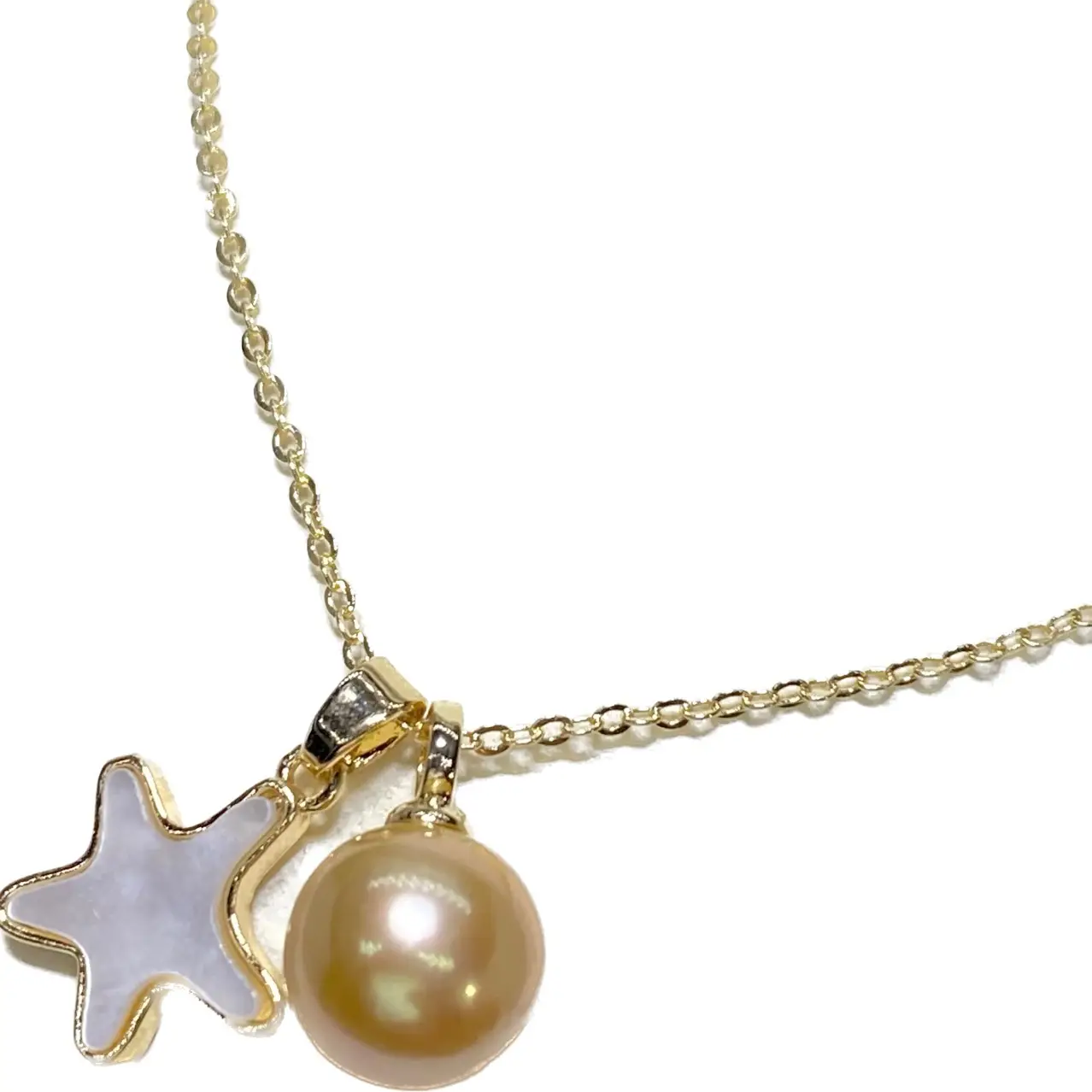 Natural Pearl Pendant Necklace Women Gold Chain Distinctive Design - Image 5