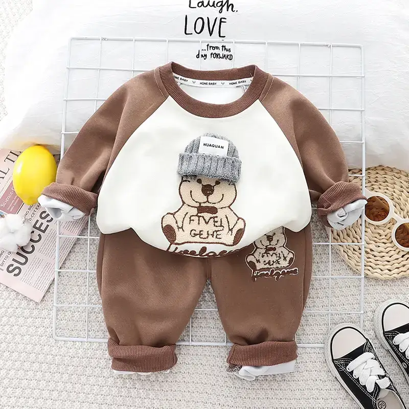 Boys Striped Sweatshirt Set Blue White Kids 2-Piece - Image 4