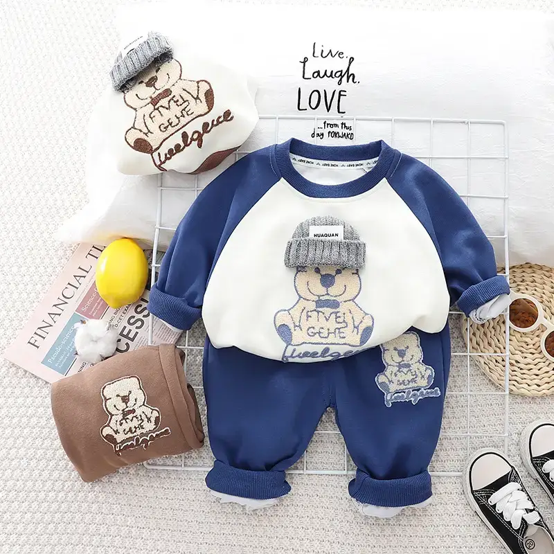 Boys Striped Sweatshirt Set Blue White Kids 2-Piece — feature 1