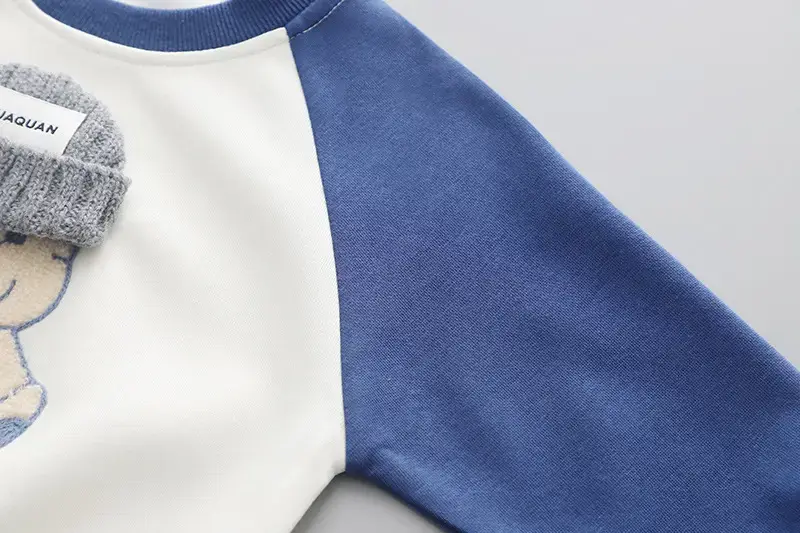 Boys Striped Sweatshirt Set Blue White Kids 2-Piece — feature 5