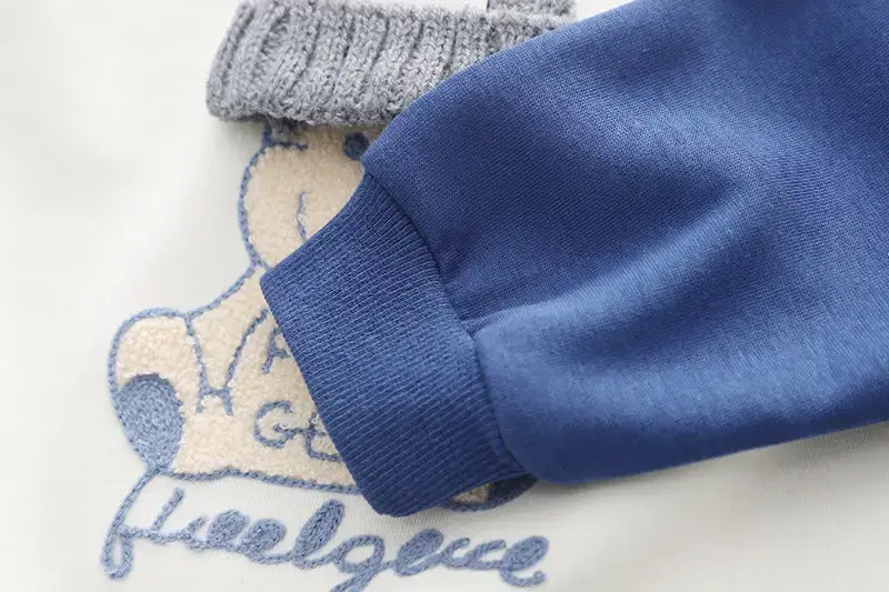 Boys Striped Sweatshirt Set Blue White Kids 2-Piece — feature 7