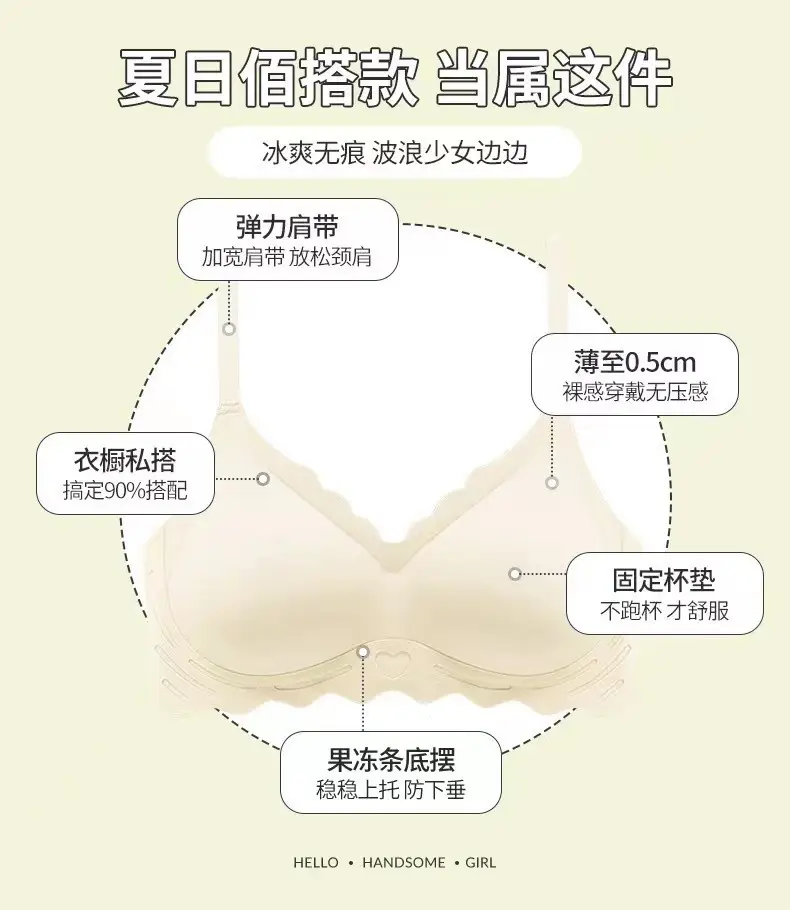 Angel's Heart Traceless Underwear Women's Big Chest Shows Small Chest Gather-up Breast Anti-sagging Girls' Sports Bra Thin — feature 10