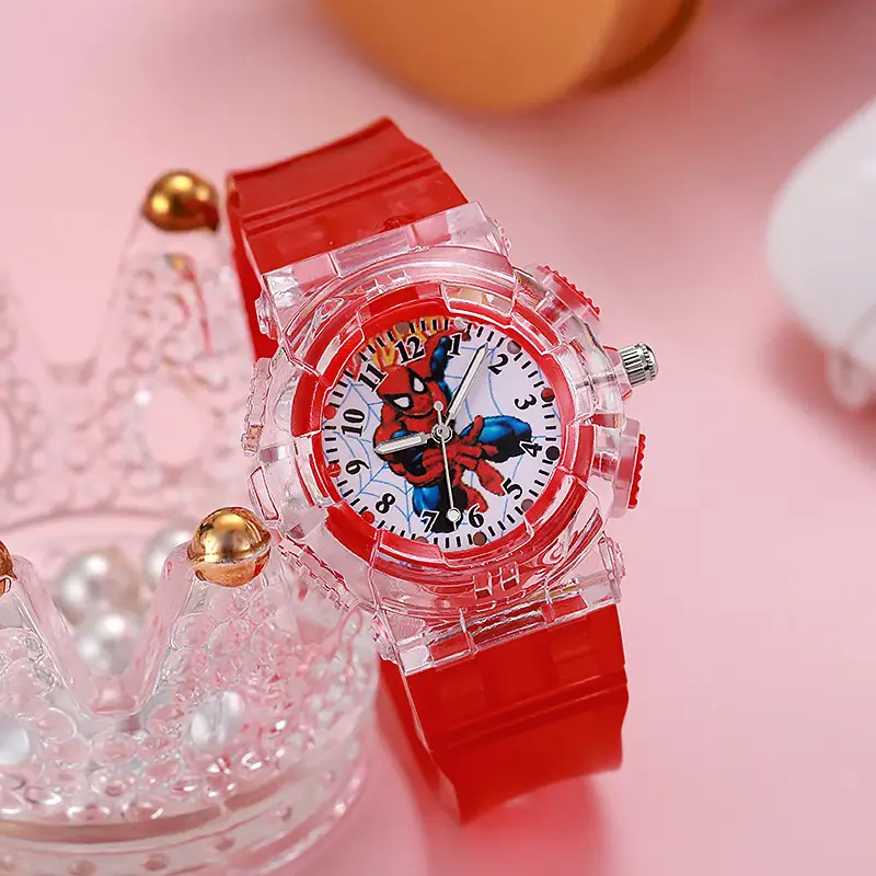 Cross-Border New Product Zhixia Children's Watch for Boys, Analog, Literacy, Led, Colorful Flashing Light, Quartz Wristwatch