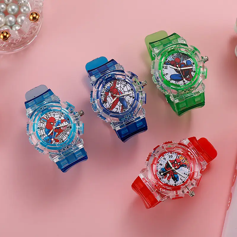 Cross-Border New Product Zhixia Children's Watch for Boys, Analog, Literacy, Led, Colorful Flashing Light, Quartz Wristwatch — feature 1