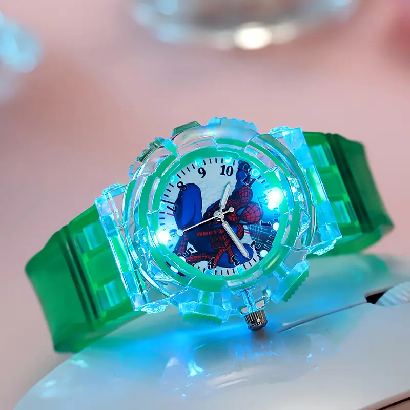 Cross-Border New Product Zhixia Children's Watch for Boys, Analog, Literacy, Led, Colorful Flashing Light, Quartz Wristwatch — feature 5