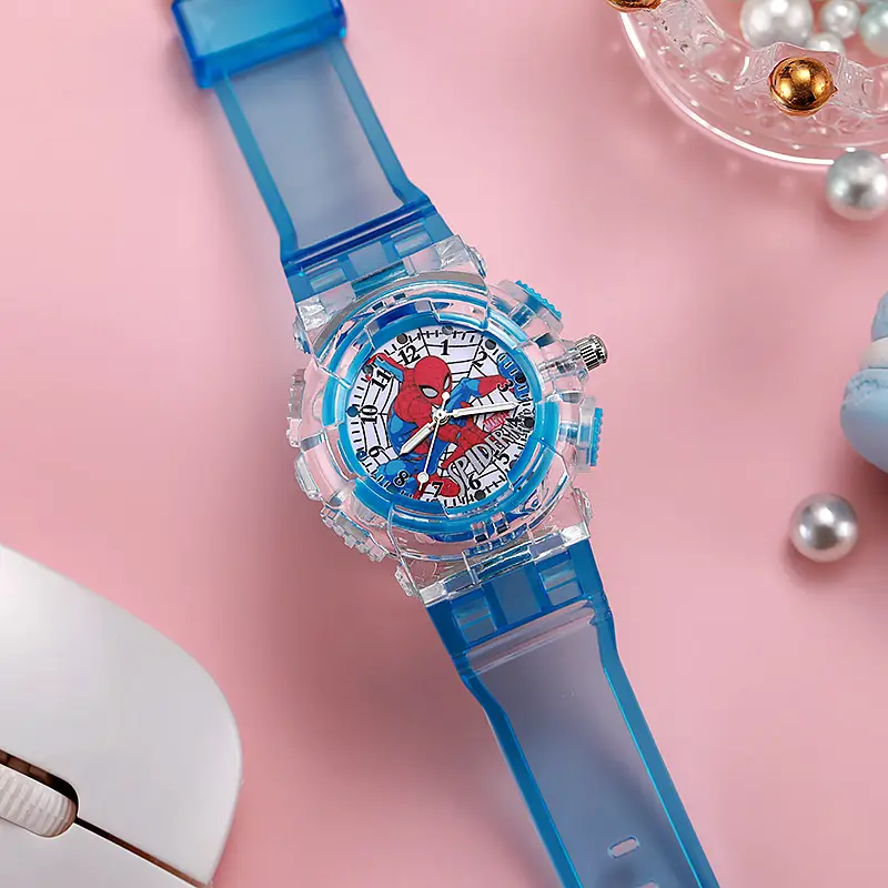 Cross-Border New Product Zhixia Children's Watch for Boys, Analog, Literacy, Led, Colorful Flashing Light, Quartz Wristwatch