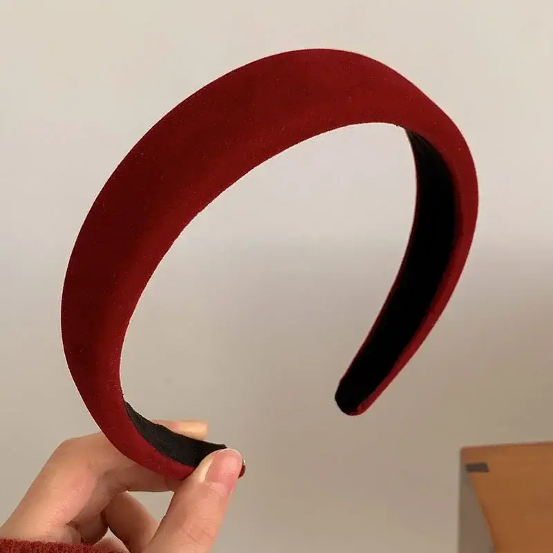 Red Velvet Headband for Women 2025 Winter Elegant Hair Accessory - Image 5