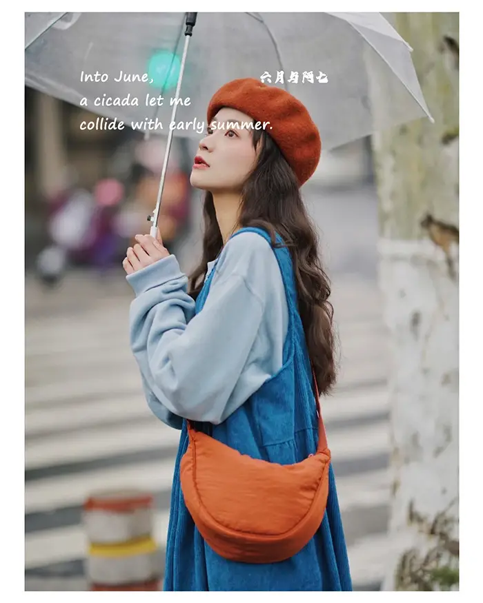 Blue Nylon Crossbody Bag for Students Women — feature 14