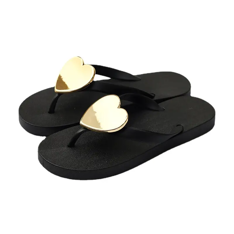 Women's Jelly Heart Open Toe Flip Flops Beach Shoes