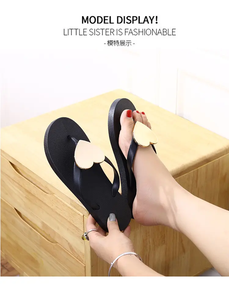 Women's Jelly Heart Open Toe Flip Flops Beach Shoes — feature 10