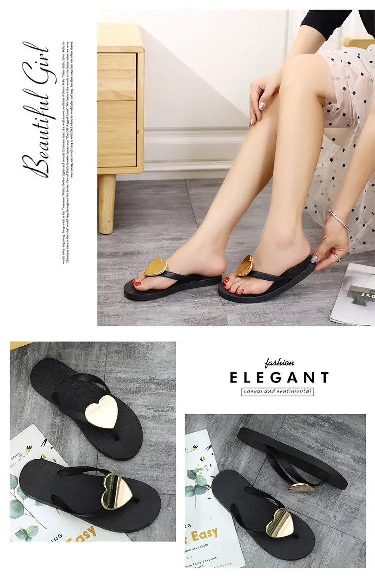 Women's Jelly Heart Open Toe Flip Flops Beach Shoes — feature 11