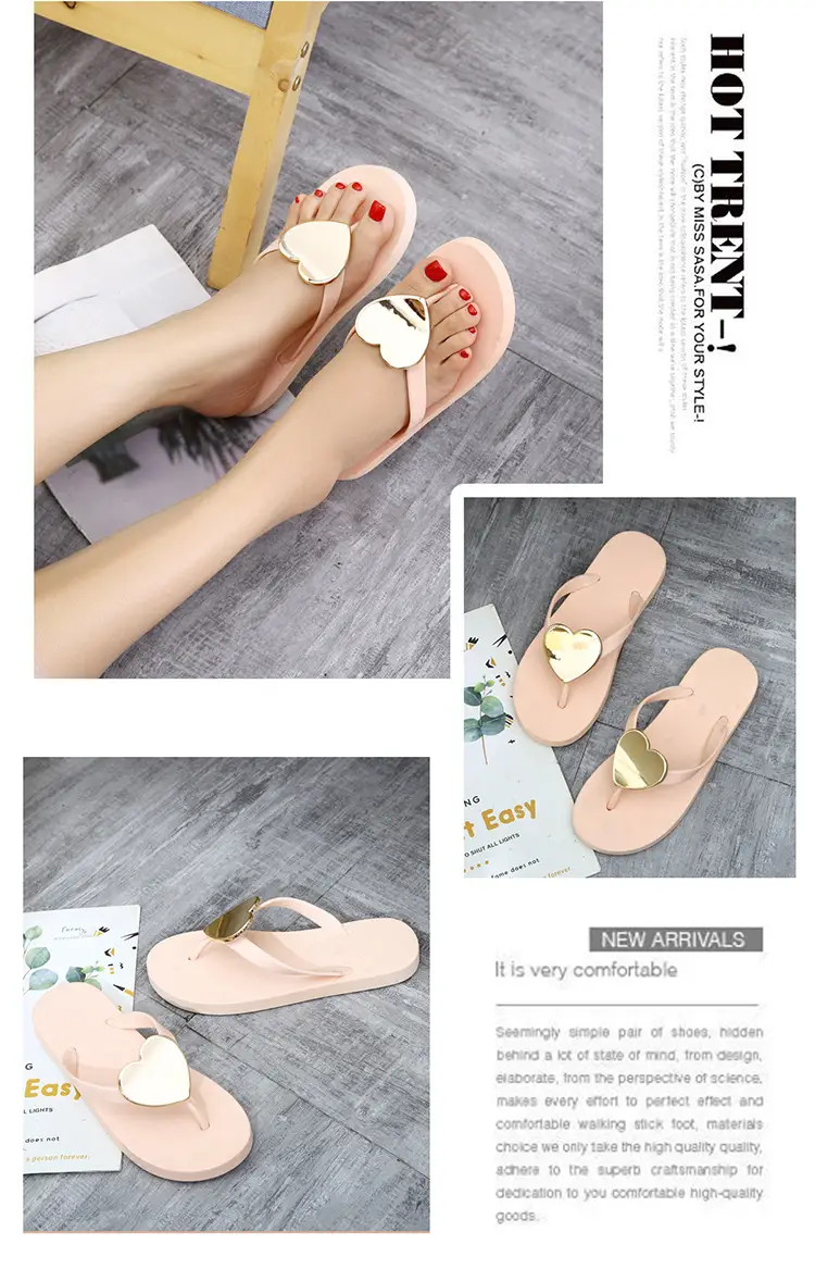 Women's Jelly Heart Open Toe Flip Flops Beach Shoes — feature 13