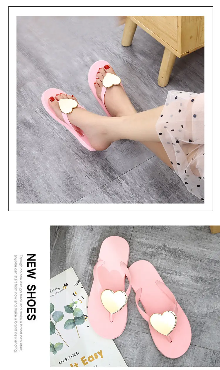Women's Jelly Heart Open Toe Flip Flops Beach Shoes — feature 14