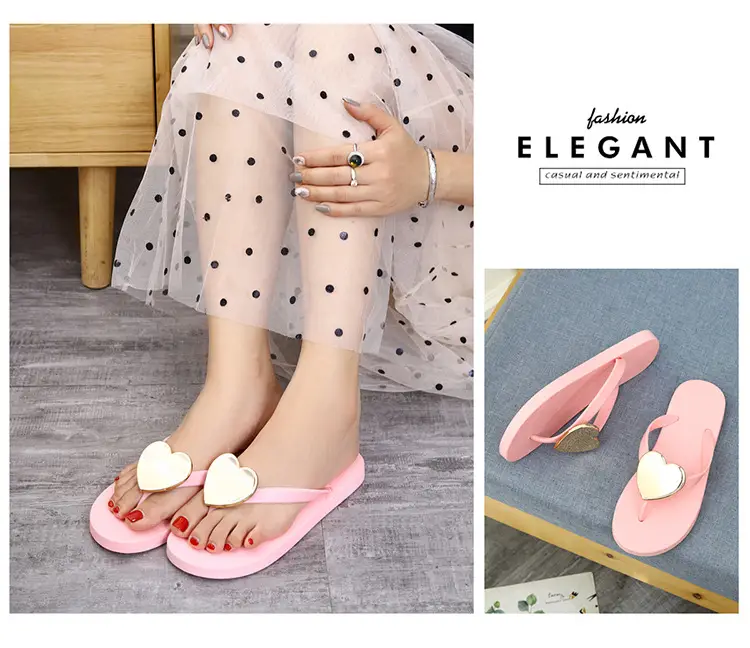 Women's Jelly Heart Open Toe Flip Flops Beach Shoes — feature 15