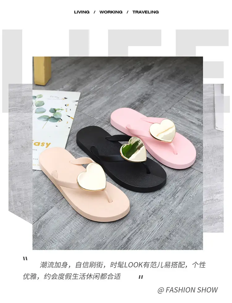 Women's Jelly Heart Open Toe Flip Flops Beach Shoes — feature 3