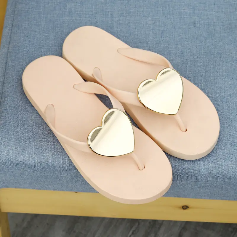 Women's Jelly Heart Open Toe Flip Flops Beach Shoes