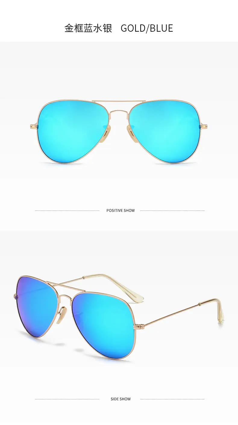 Aviator Sunglasses Blue Mirror Glass Men — feature 16