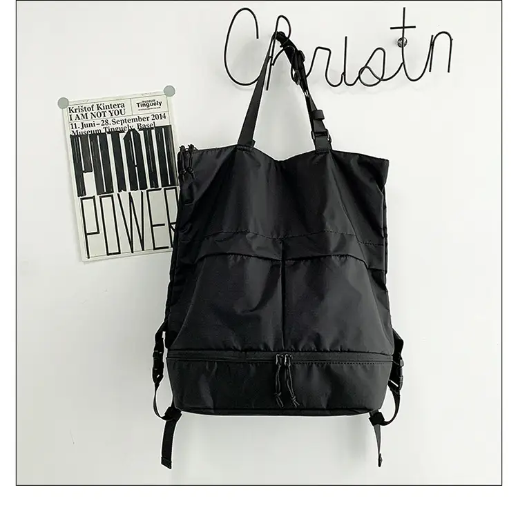 Men Women Nylon Backpack Large Capacity Black — feature 15