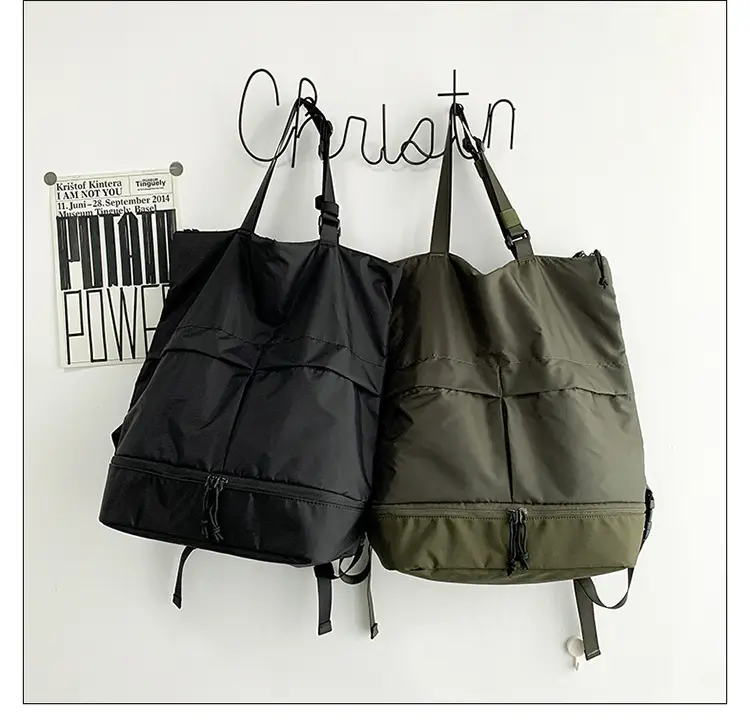 Men Women Nylon Backpack Large Capacity Black — feature 16