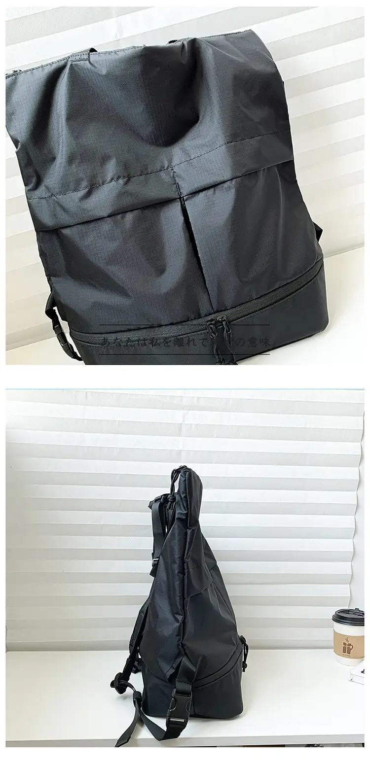 Men Women Nylon Backpack Large Capacity Black — feature 19