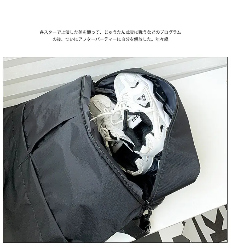 Men Women Nylon Backpack Large Capacity Black — feature 2