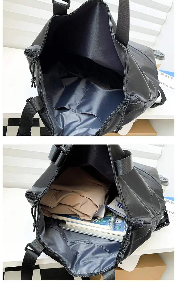 Men Women Nylon Backpack Large Capacity Black — feature 26