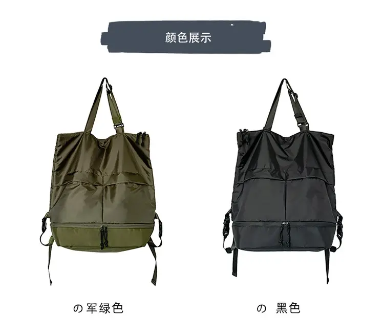 Men Women Nylon Backpack Large Capacity Black — feature 4