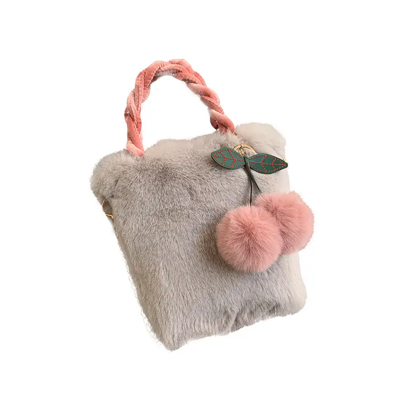 Cherry Plush Shoulder Crossbody Bag with Butterfly Charm