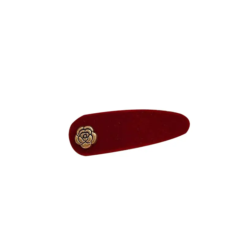 Red Camellia BB Clip 2022 Velvet French Hairpin - Image 7