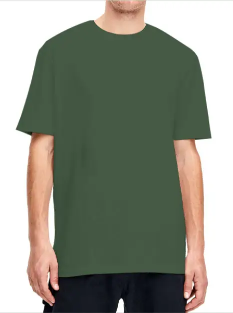 Men Green Cotton T-Shirt Short Sleeve Round Neck 160g - Image 16