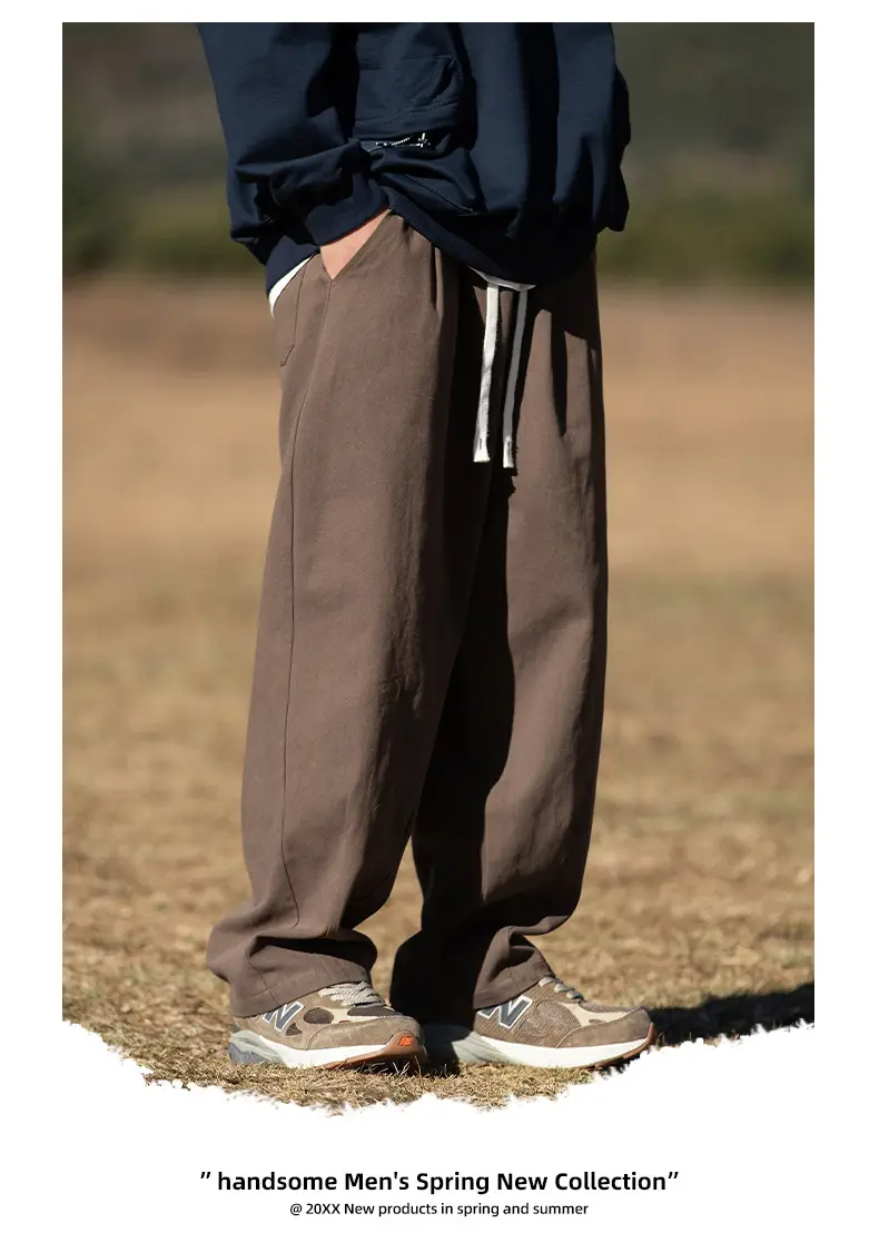 Men Drapey Pants Straight Cut Brown — feature 11