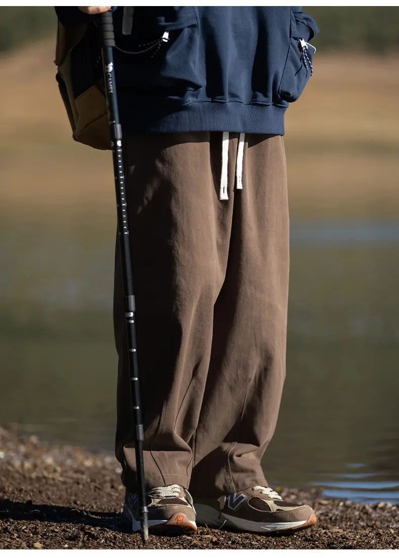 Men Drapey Pants Straight Cut Brown — feature 12