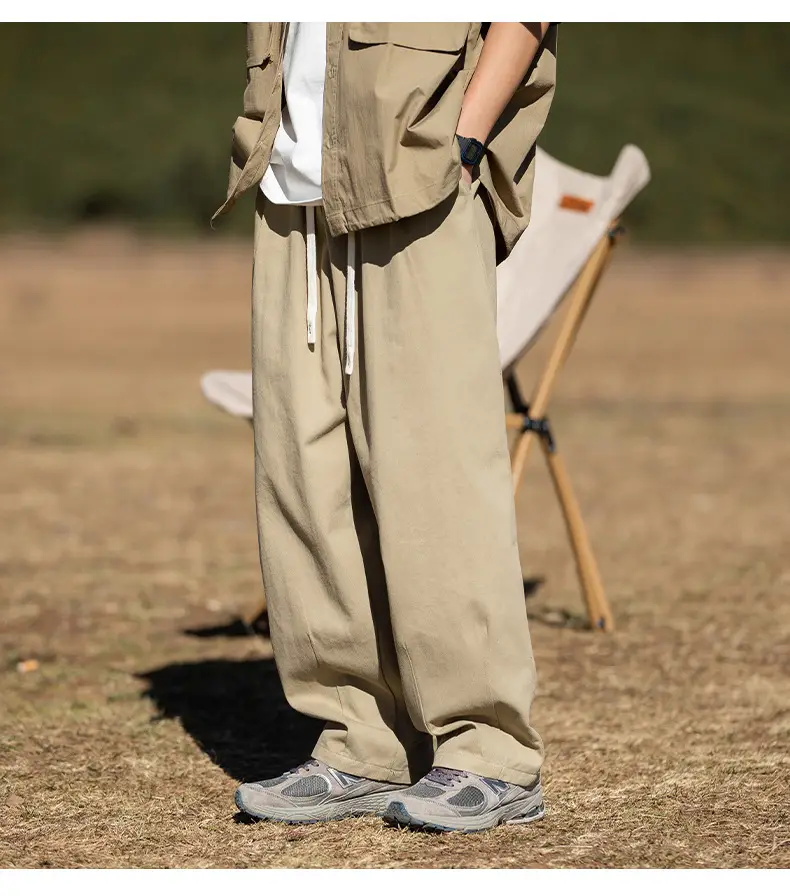 Men Drapey Pants Straight Cut Brown — feature 15