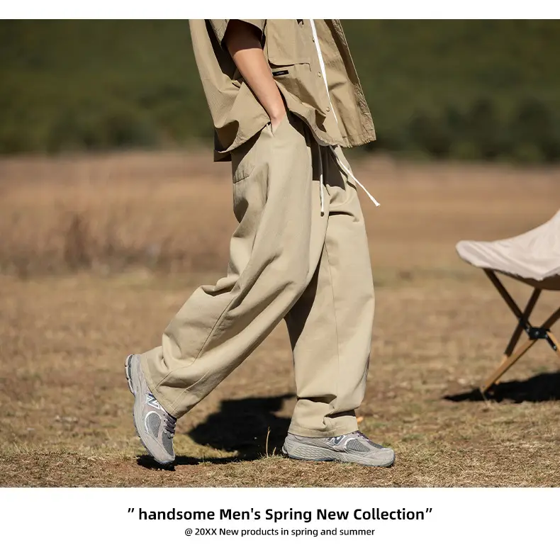 Men Drapey Pants Straight Cut Brown — feature 16