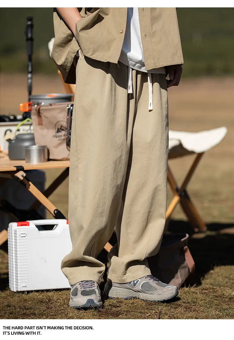 Men Drapey Pants Straight Cut Brown — feature 18