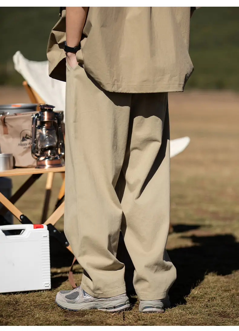 Men Drapey Pants Straight Cut Brown — feature 19