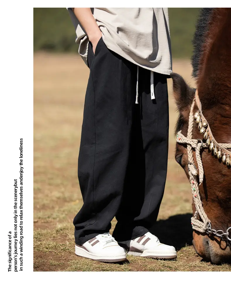Men Drapey Pants Straight Cut Brown — feature 22