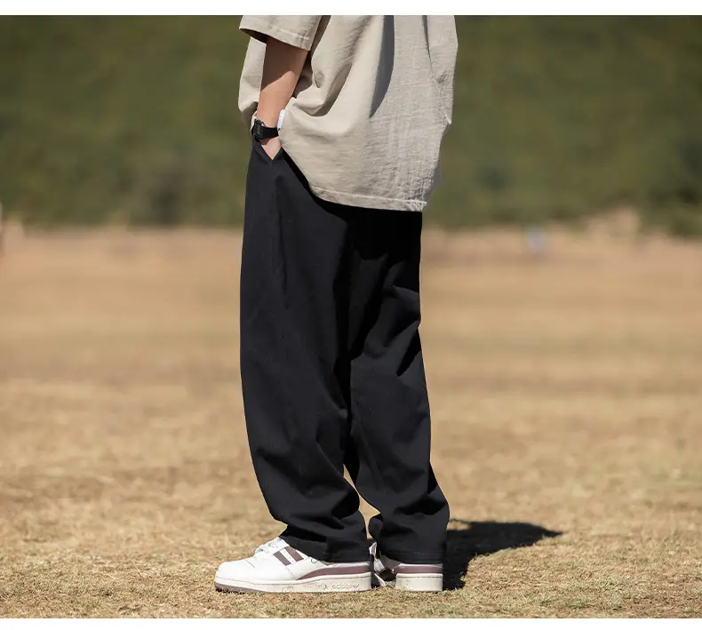Men Drapey Pants Straight Cut Brown — feature 26