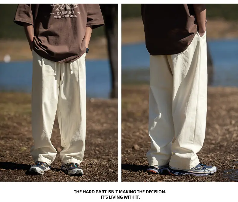 Men Drapey Pants Straight Cut Brown — feature 28