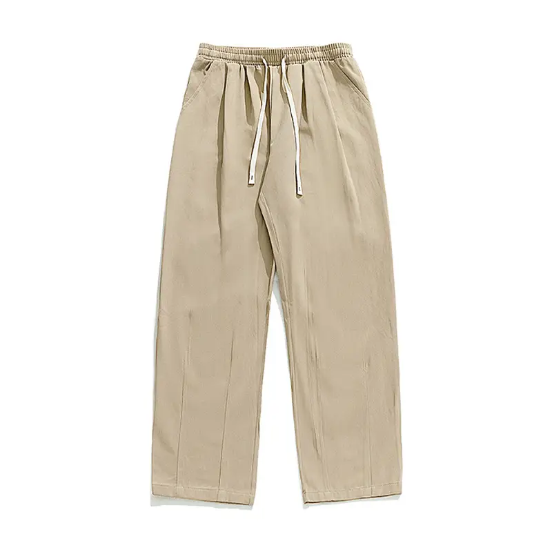 Men Drapey Pants Straight Cut Brown