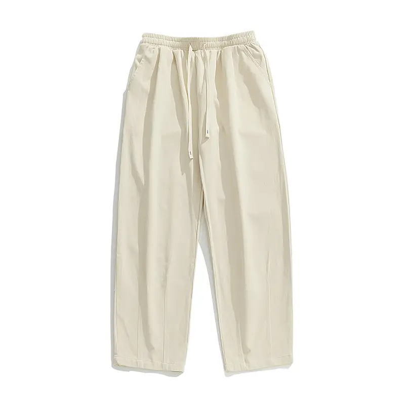 Men Drapey Pants Straight Cut Brown