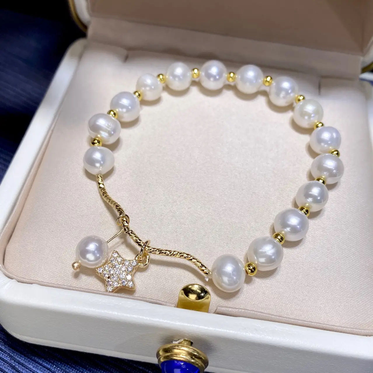 Pearl Bracelet with Crystal Charm for Girls - Image 2