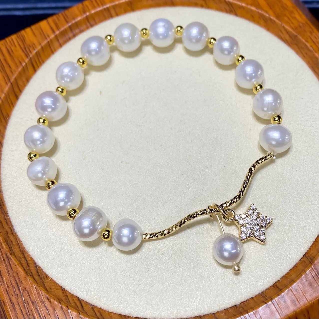Pearl Bracelet with Crystal Charm for Girls - Image 3